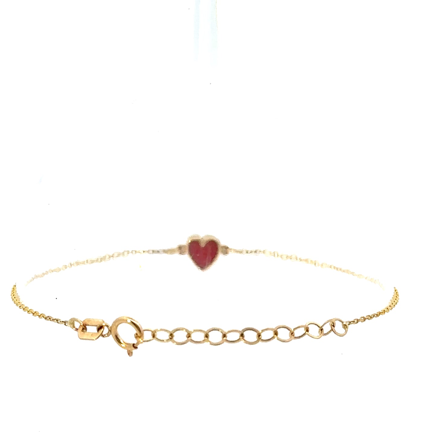 14 Karat Gold Red Enamel Heart Bracelet