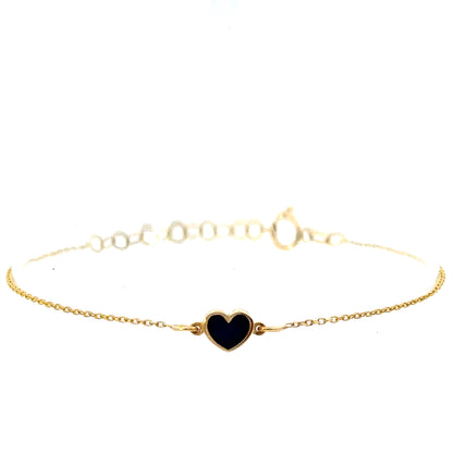 14 Karat Gold Blue Enamel Heart Bracelet