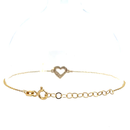 14 Karat Gold  Heart Bracelet